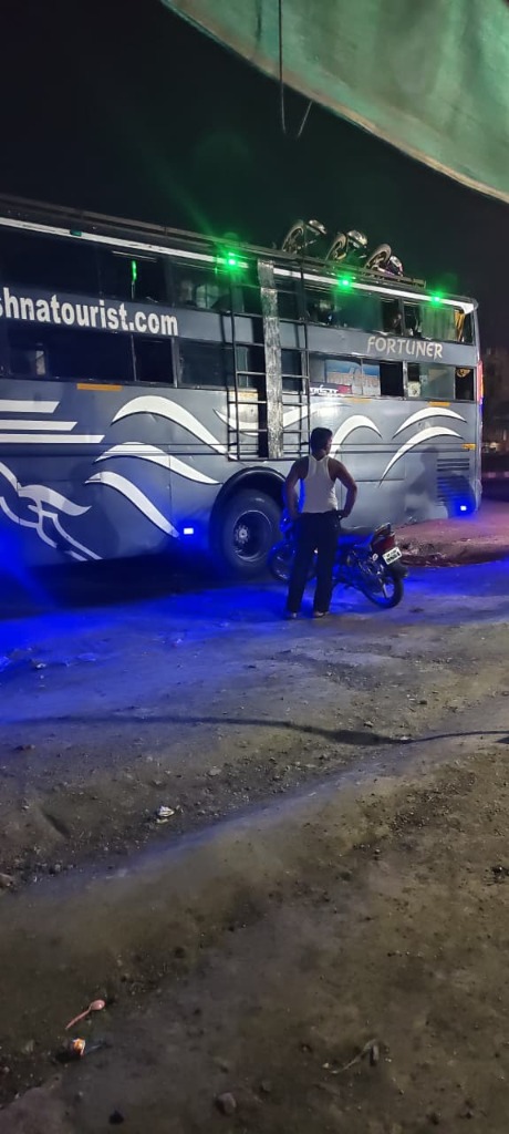 Bus carrying motorcycles