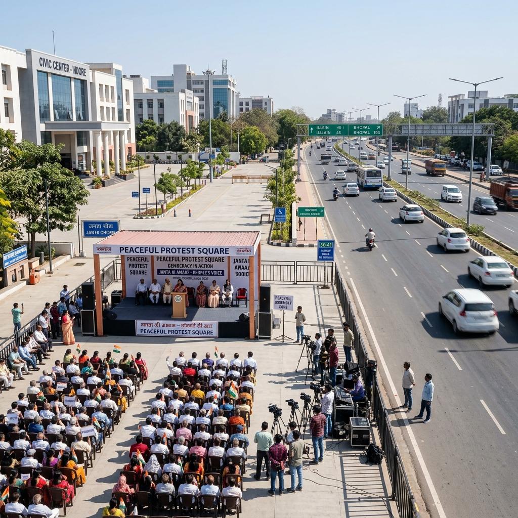 व्यवस्थित धरना स्थल जहाँ शांतिपूर्ण विरोध हो सके और यातायात निर्बाध चले