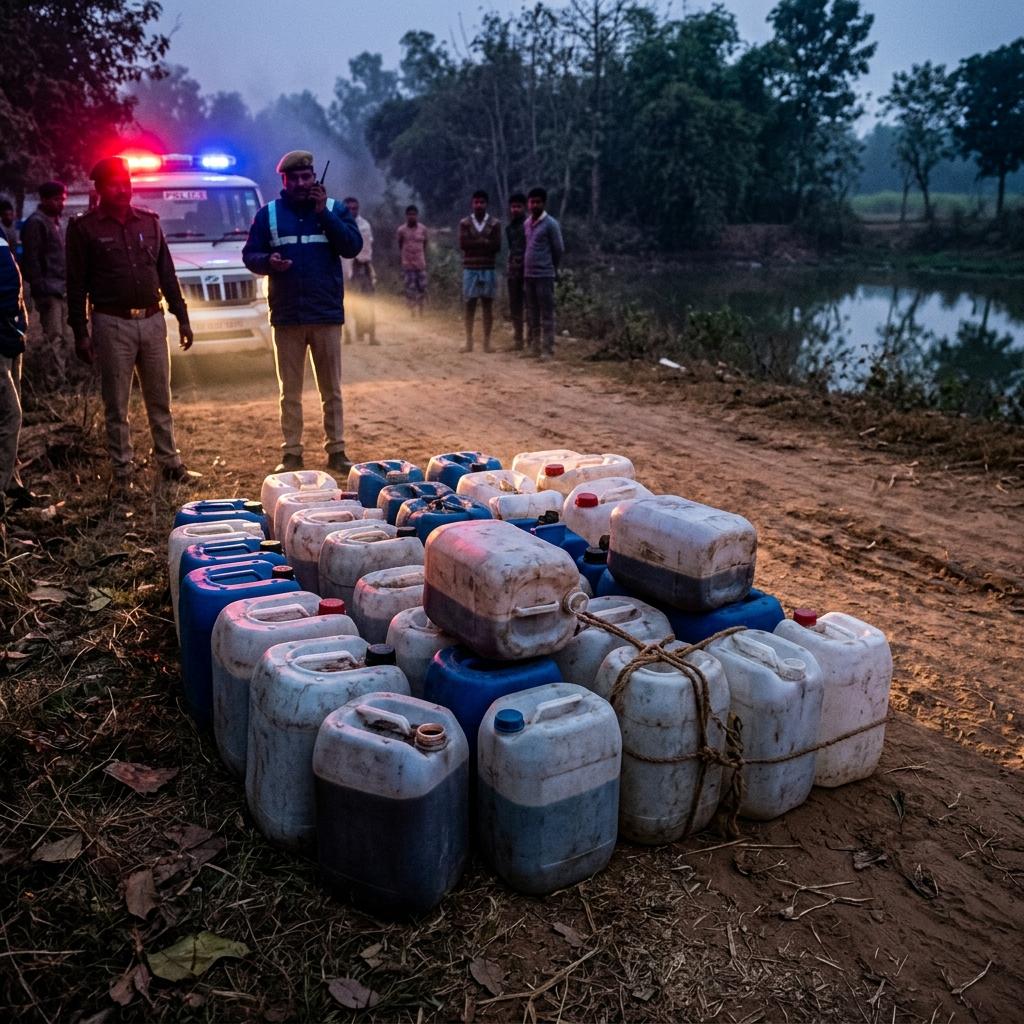 सुवासरा पुलिस का बड़ा एक्शन: तालाब किनारे अंधेरे में पकड़ी 60 लीटर कच्ची महुआ शराब, 18 वर्षीय तस्कर गिरफ्तार
